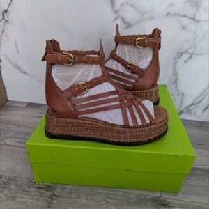 Sam Edelman Tan Strappy Wedge Sandals
